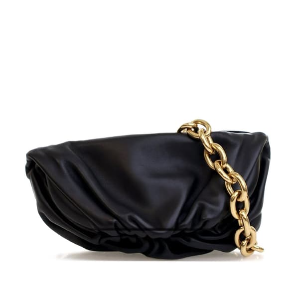 Pre-owned Bottega Veneta Lambskin Belt Chain Pouch Black