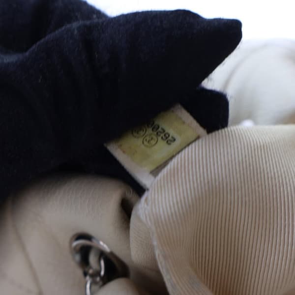 Pre-owned Chanel Small Quilted Caviar Flat Drawstring Chain Bucket Bag White