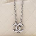 Miniatyrbild 7 av 10: Pre-owned Chanel Small Quilted Caviar Flat Drawstring Chain Bucket Bag White