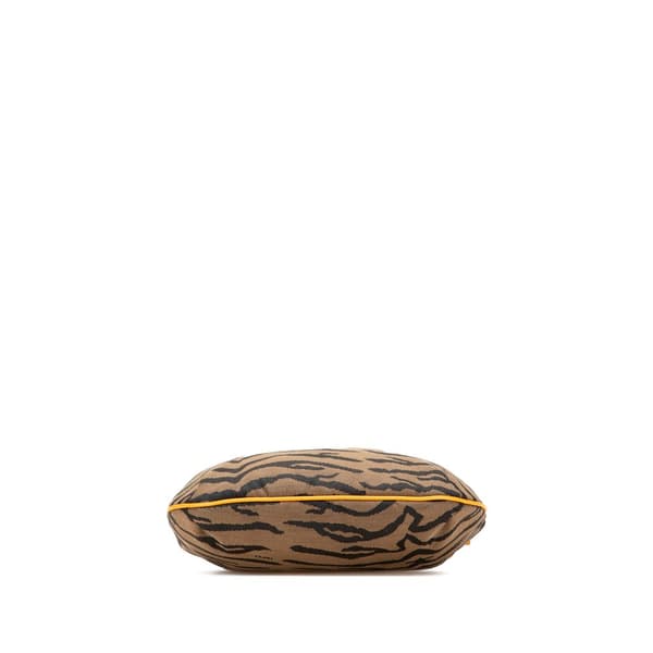 Pre-owned Fendi Canvas Zebra Print Hobo Brown