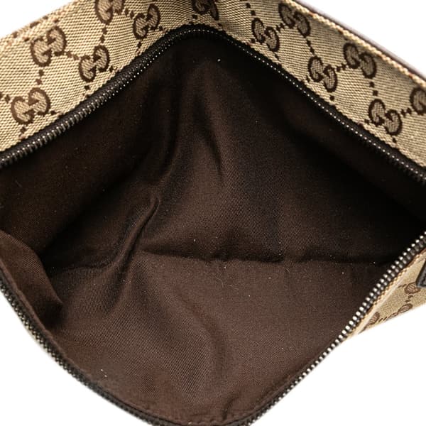 Pre-owned Gucci GG Canvas Double Pocket Belt Bag Brown