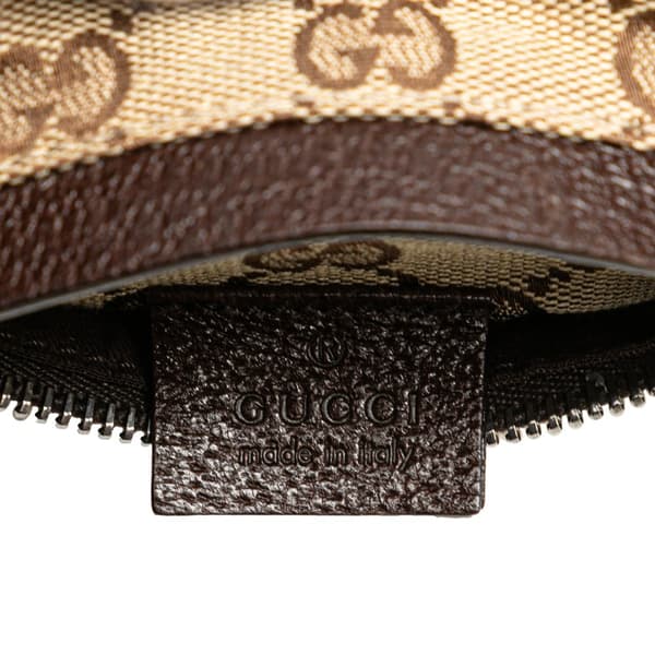Pre-owned Gucci GG Canvas Double Pocket Belt Bag Brown