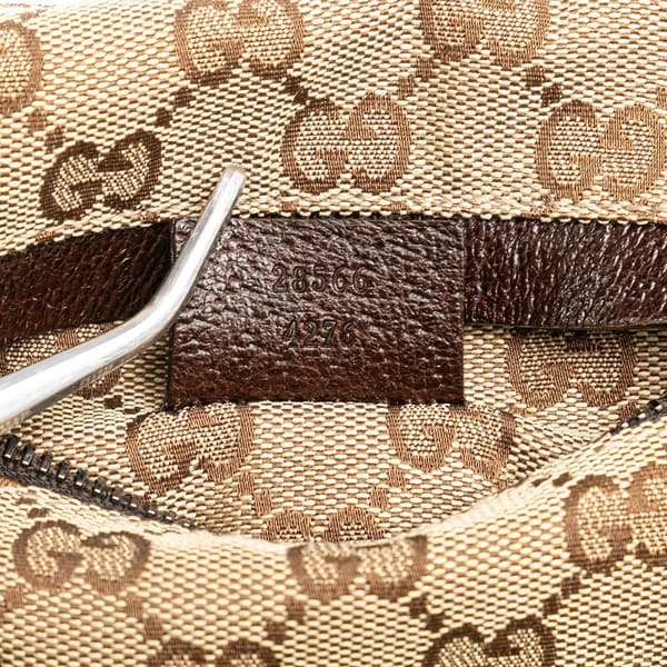 Pre-owned Gucci GG Canvas Double Pocket Belt Bag Brown
