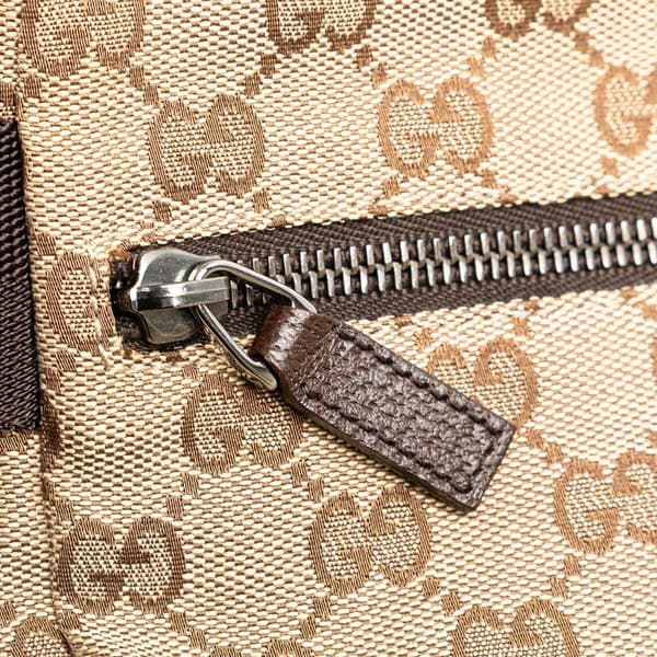 Pre-owned Gucci GG Canvas Double Pocket Belt Bag Brown