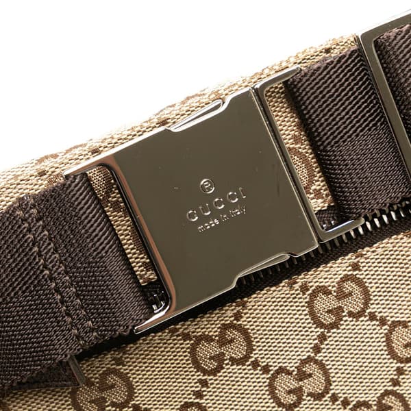 Pre-owned Gucci GG Canvas Double Pocket Belt Bag Brown