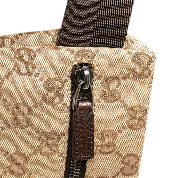 Pre-owned Gucci GG Canvas Double Pocket Belt Bag Brown