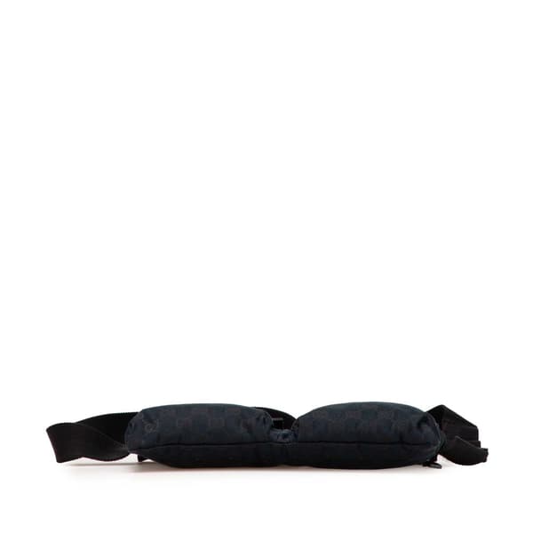 Pre-owned Gucci GG Canvas Double Pocket Belt Bag Black