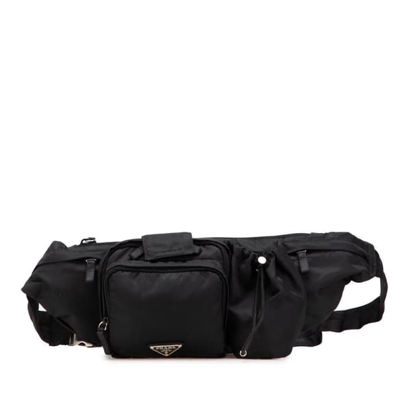 Pre-owned Prada Tessuto Multi Pocket Belt Bag Black