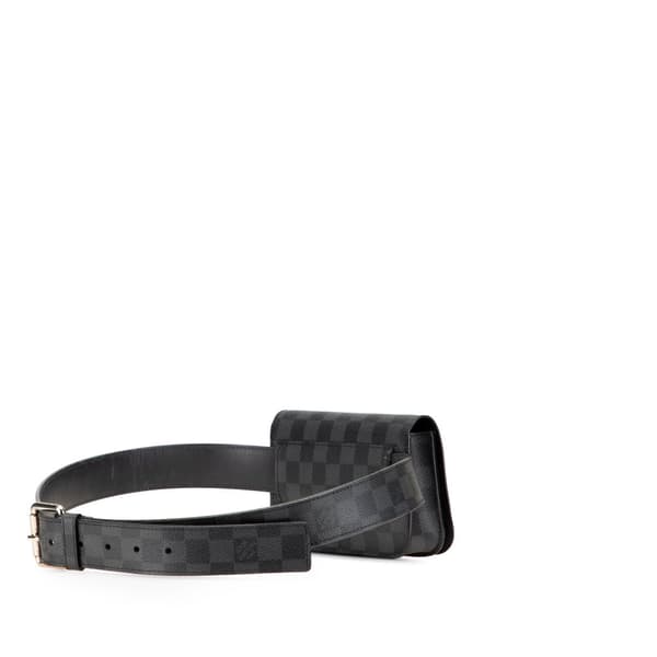 Pre-owned Louis Vuitton Damier Graphite Pochette Homme Ceinture Black
