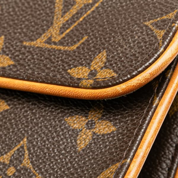 Pre-owned Louis Vuitton Monogram Pochette Florentine Brown