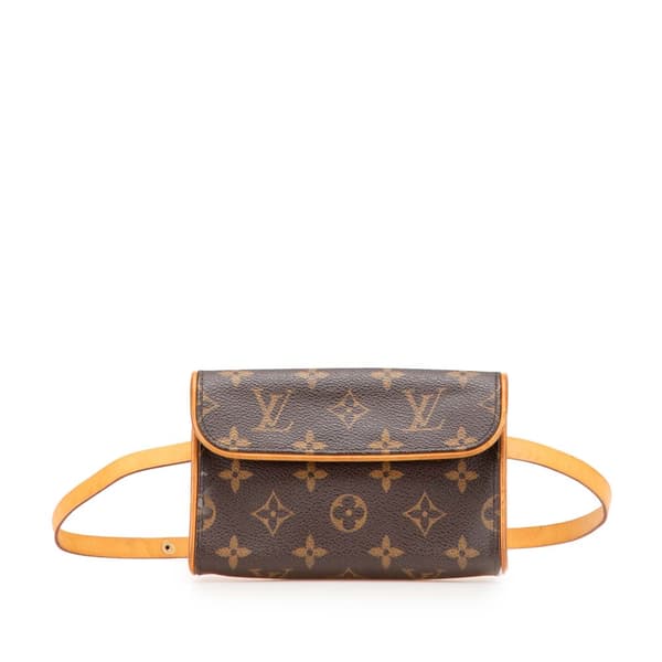 Pre-owned Louis Vuitton Monogram Pochette Florentine Brown