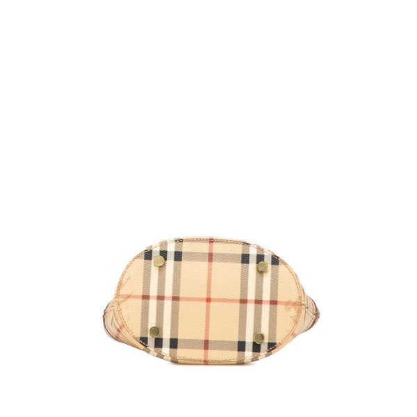 Pre-owned Burberry Haymarket Check Coated Canvas Bucket Bag Brown