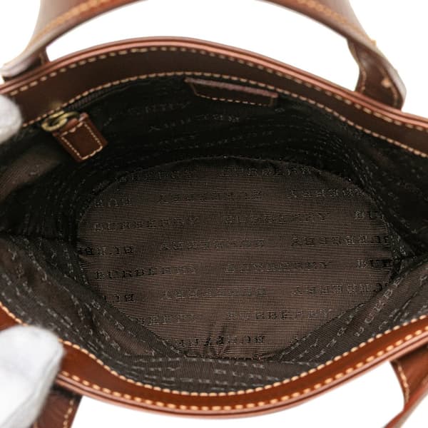 Pre-owned Burberry Haymarket Check Coated Canvas Bucket Bag Brown