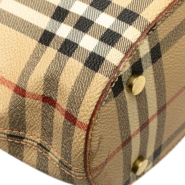Pre-owned Burberry Haymarket Check Coated Canvas Bucket Bag Brown