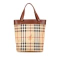 Miniatyrbild 1 av 10: Pre-owned Burberry Haymarket Check Coated Canvas Bucket Bag Brown