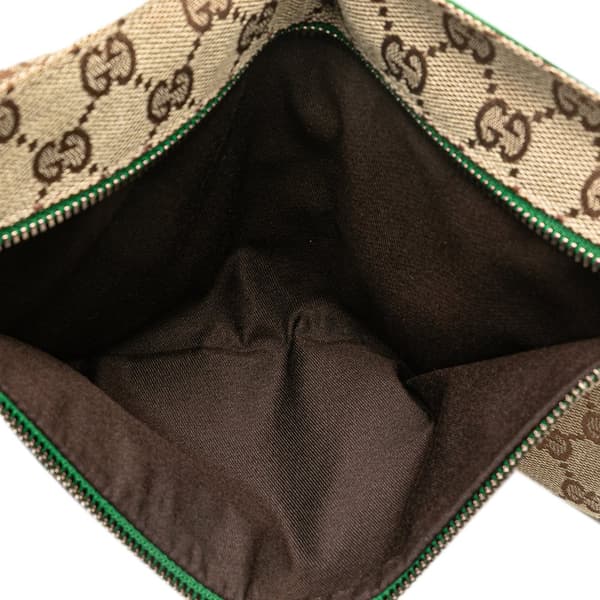 Pre-owned Gucci GG Canvas Web Double Pocket Belt Bag Brown