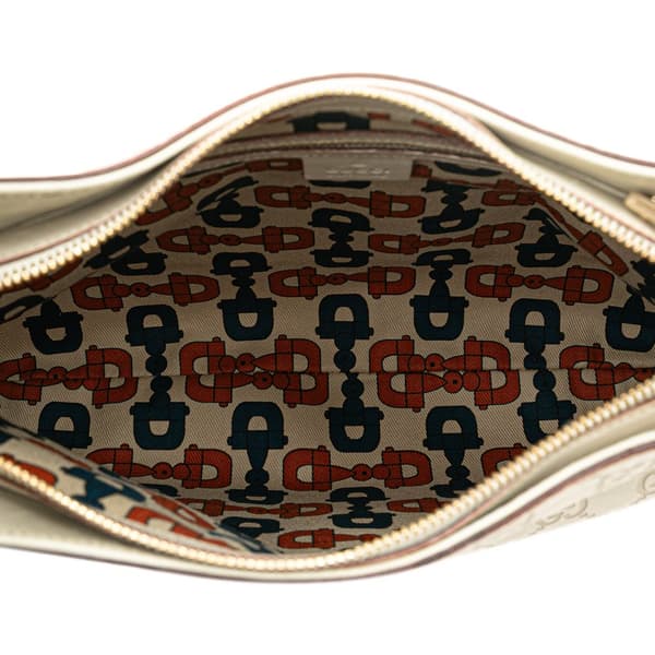 Pre-owned Gucci Guccissima Horsebit Creole Hobo White