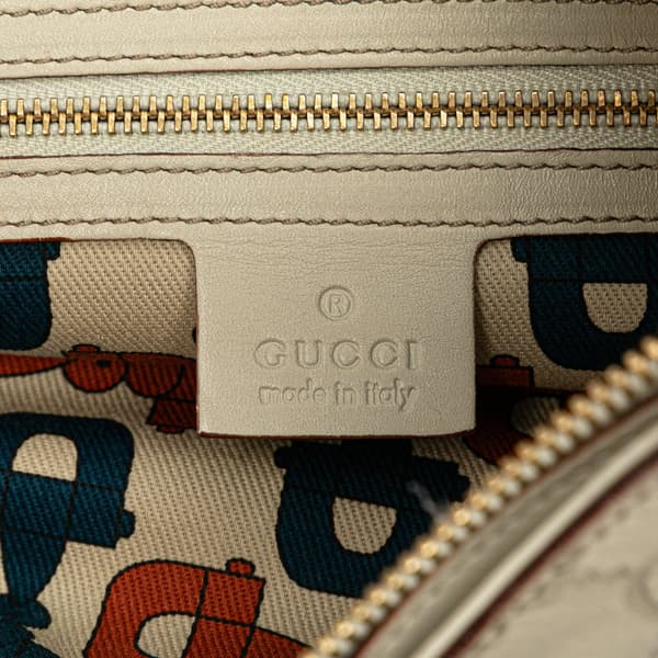 Pre-owned Gucci Guccissima Horsebit Creole Hobo White