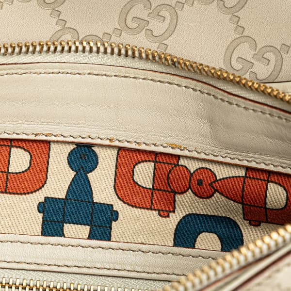 Pre-owned Gucci Guccissima Horsebit Creole Hobo White