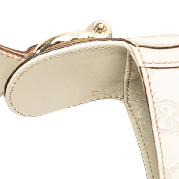Pre-owned Gucci Guccissima Horsebit Creole Hobo White
