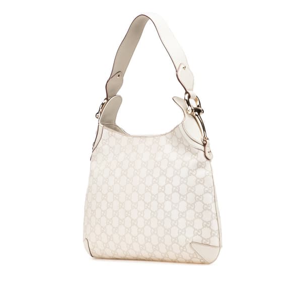 Pre-owned Gucci Guccissima Horsebit Creole Hobo White