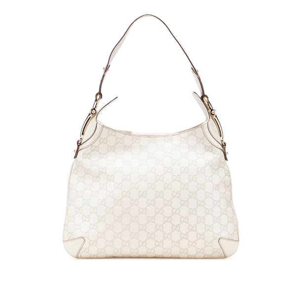 Pre-owned Gucci Guccissima Horsebit Creole Hobo White
