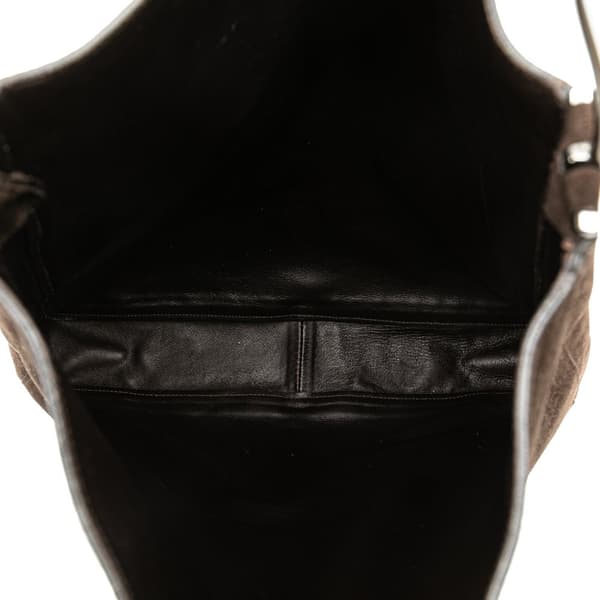 Pre-owned Gucci Suede Horsebit Chain Hobo Brown