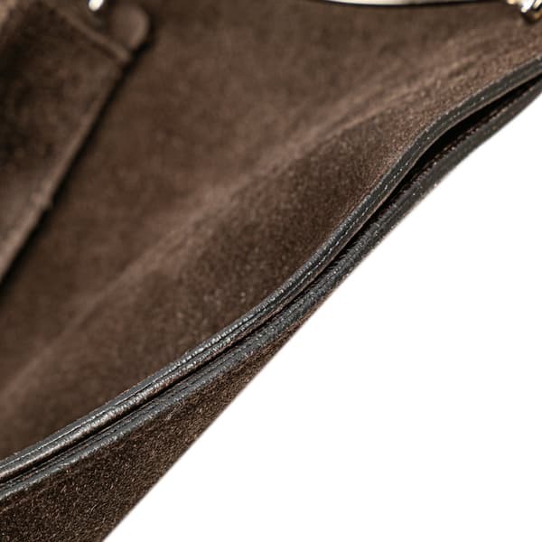 Pre-owned Gucci Suede Horsebit Chain Hobo Brown
