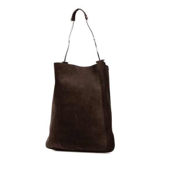 Pre-owned Gucci Suede Horsebit Chain Hobo Brown