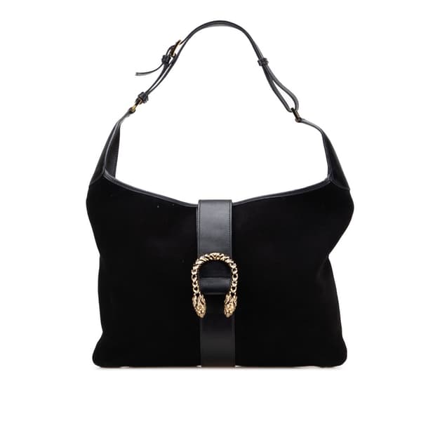 Pre-owned Gucci Suede Dionysus Hobo Black