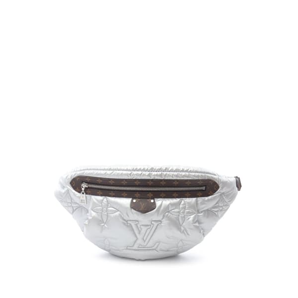 Pre-owned Louis Vuitton LOUIS VUITTON Maxi Bumbag LV Pillow Waist bag Body bag M20971 Nylon PVC coated canvas Silver Brown Silver Used mens