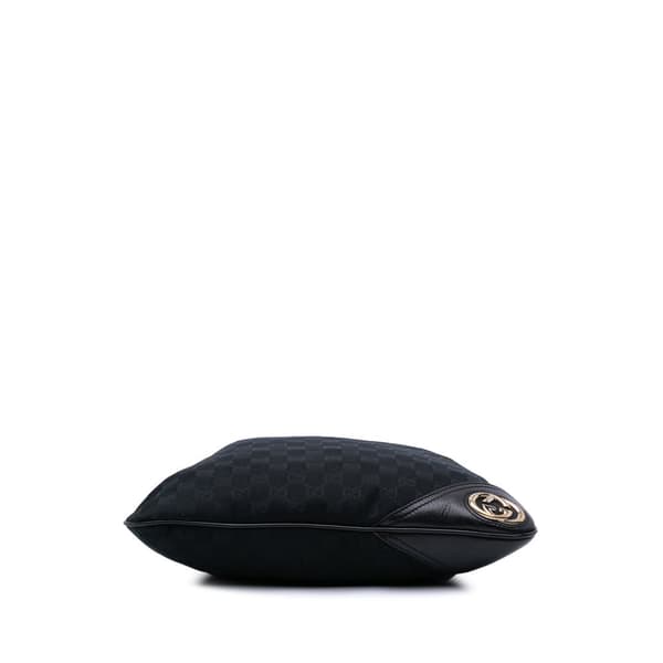 Pre-owned Gucci GG Canvas New Britt Hobo Black