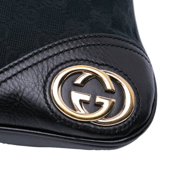 Pre-owned Gucci GG Canvas New Britt Hobo Black