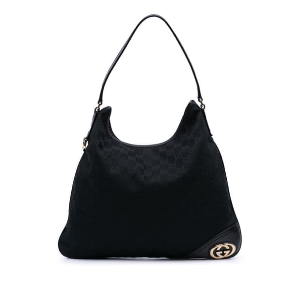 Pre-owned Gucci GG Canvas New Britt Hobo Black