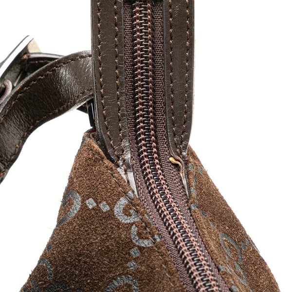Pre-owned Gucci GG Suede Hobo Brown