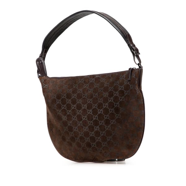 Pre-owned Gucci GG Suede Hobo Brown