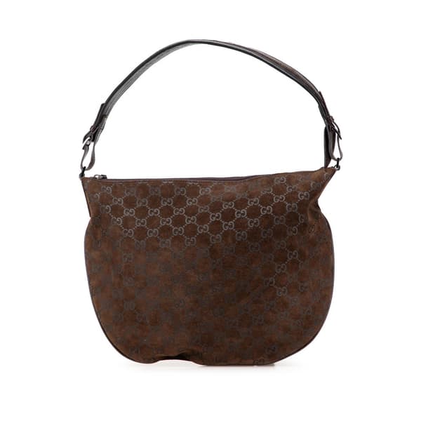 Pre-owned Gucci GG Suede Hobo Brown