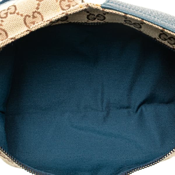 Pre-owned Gucci GG Canvas Web Double Pocket Belt Bag Brown
