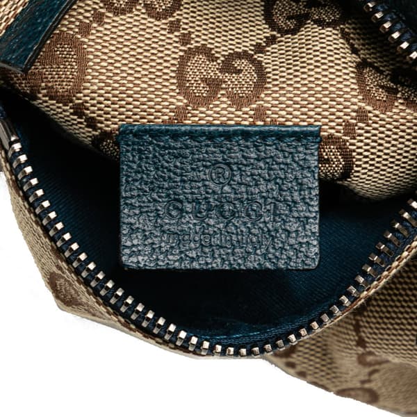 Pre-owned Gucci GG Canvas Web Double Pocket Belt Bag Brown