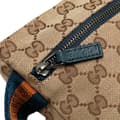 Miniatyrbild 7 av 10: Pre-owned Gucci GG Canvas Web Double Pocket Belt Bag Brown