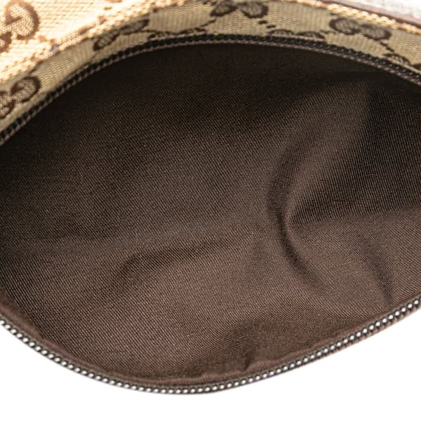 Pre-owned Gucci GG Canvas Web Double Pocket Belt Bag Brown