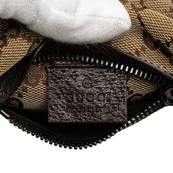 Pre-owned Gucci GG Canvas Web Double Pocket Belt Bag Brown