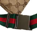 Miniatyrbild 8 av 10: Pre-owned Gucci GG Canvas Web Double Pocket Belt Bag Brown