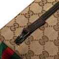 Miniatyrbild 9 av 10: Pre-owned Gucci GG Canvas Web Double Pocket Belt Bag Brown