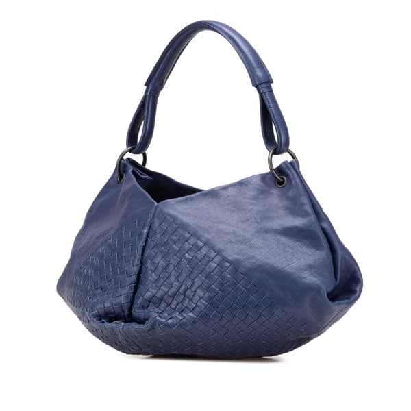 Pre-owned Bottega Veneta Nappa Intrecciato Aquilone Fortune Cookie Hobo Blue