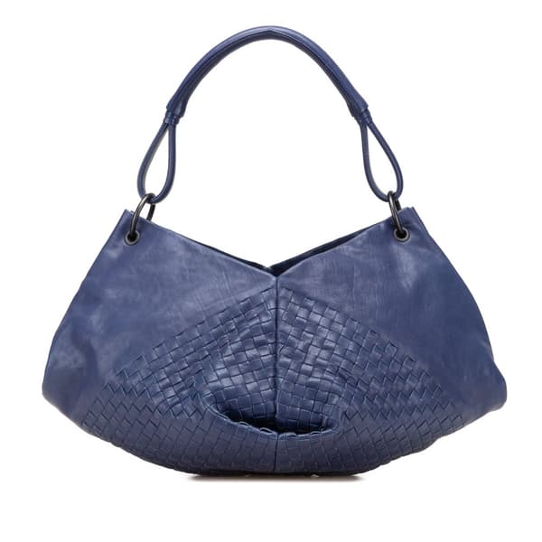 Pre-owned Bottega Veneta Nappa Intrecciato Aquilone Fortune Cookie Hobo Blue