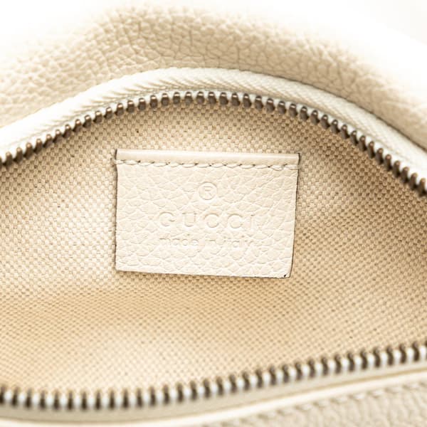 Pre-owned Gucci Logo Leather Belt Bag White
