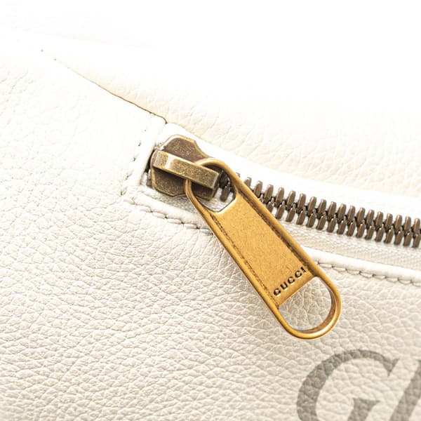 Pre-owned Gucci Logo Leather Belt Bag White