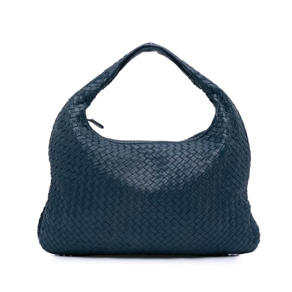 Pre-owned Bottega Veneta Medium Nappa Intrecciato Veneta Hobo Blue