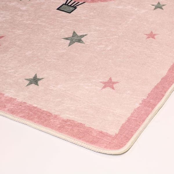 Matta - MONGOLFIERE - Rosa - 80x150 cm - Halkskydd - Maskintvättbar - Mjuk vid beröring